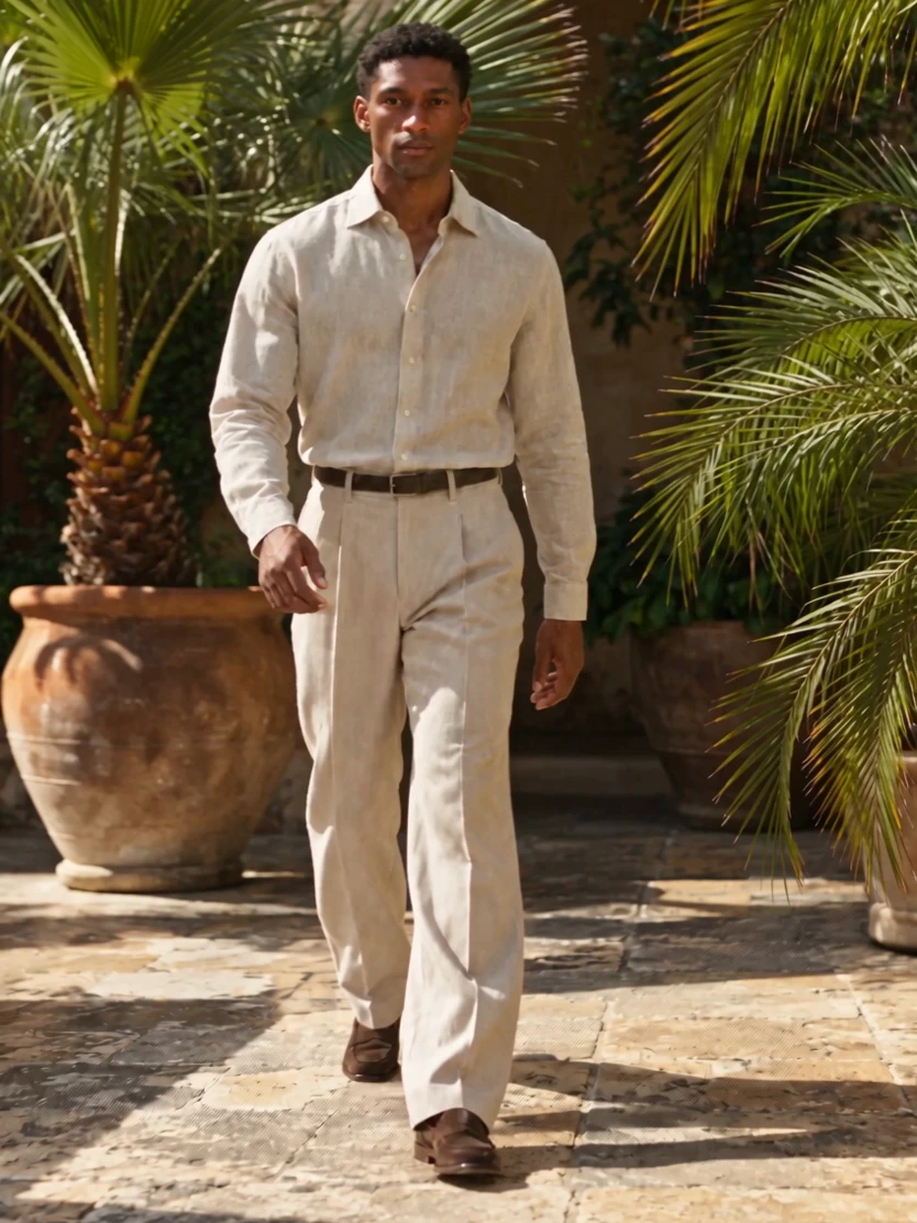 AI-styled walking model wearing Gala catalog garments
