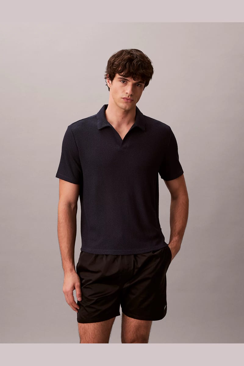 Calvin Klein Soft knit beach polo shirt in Deep navy