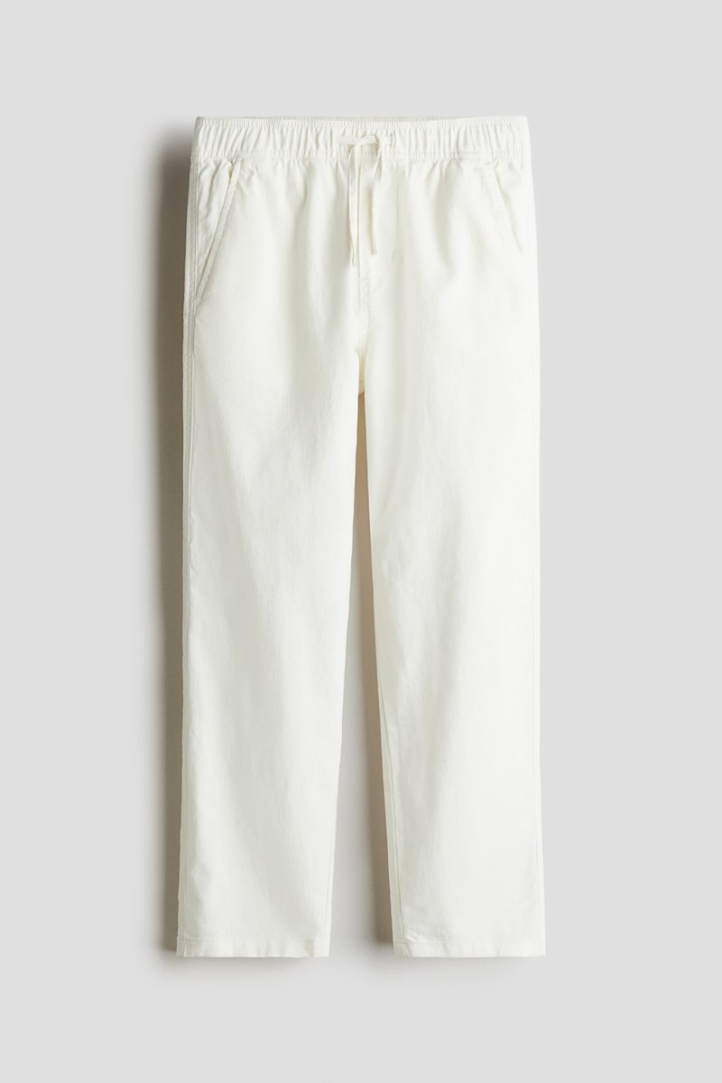 H&M Easy linen-blend trousers in Cream
