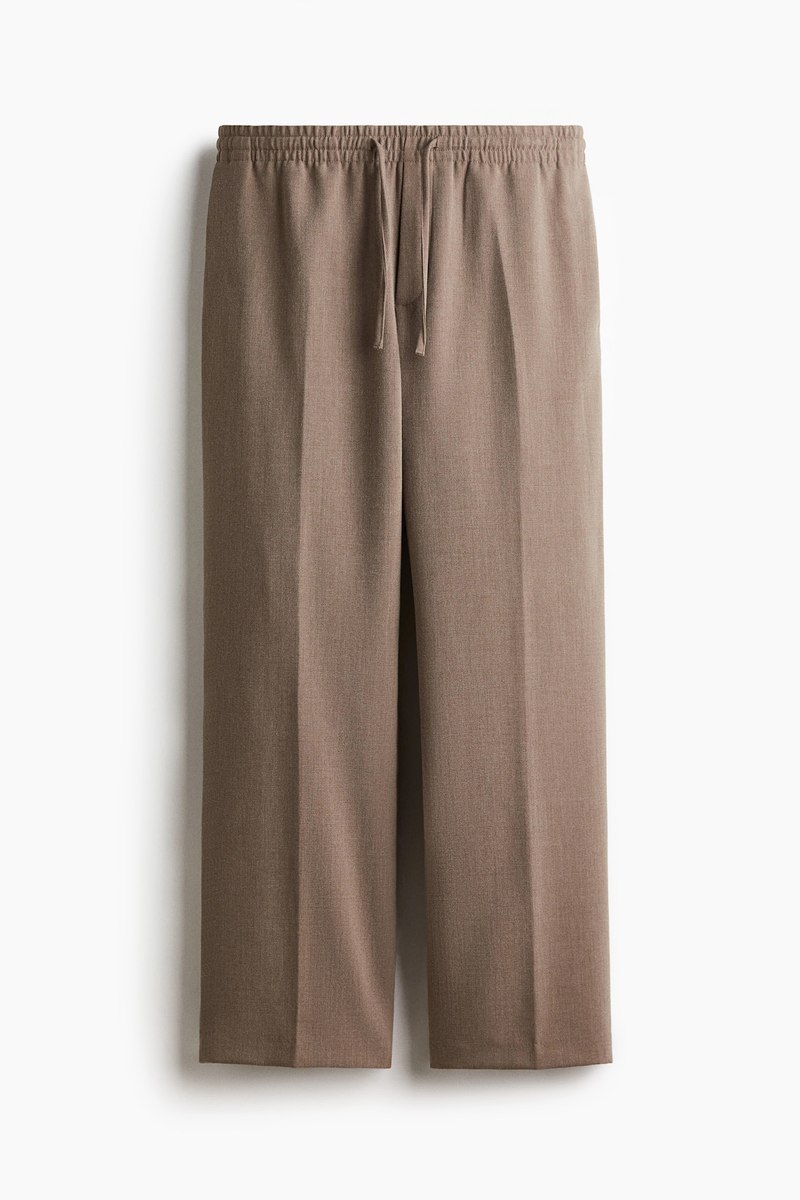 H&M Soft straight-leg trousers in Beige marl