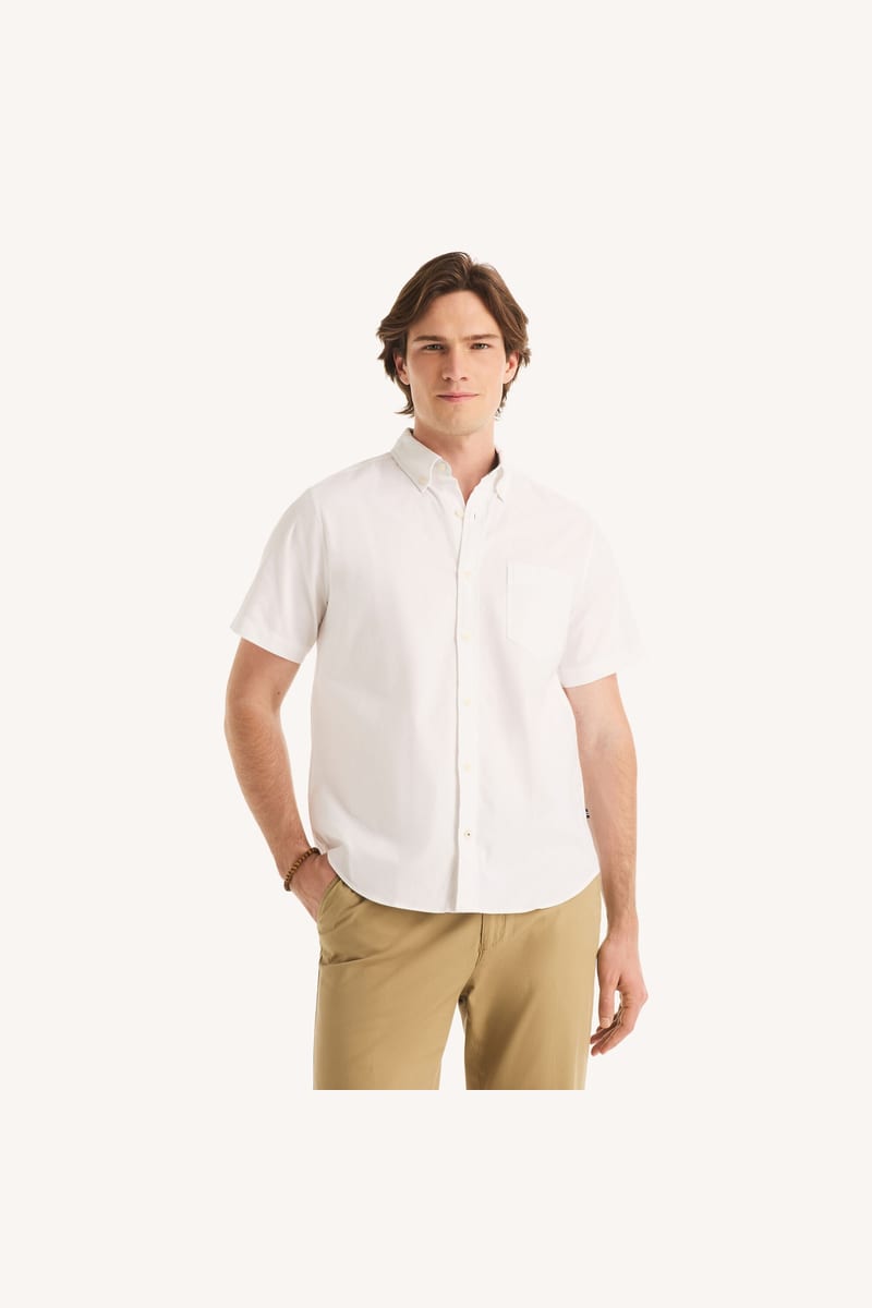 Nautica Short-sleeve classic fit oxford shirt in Bright White